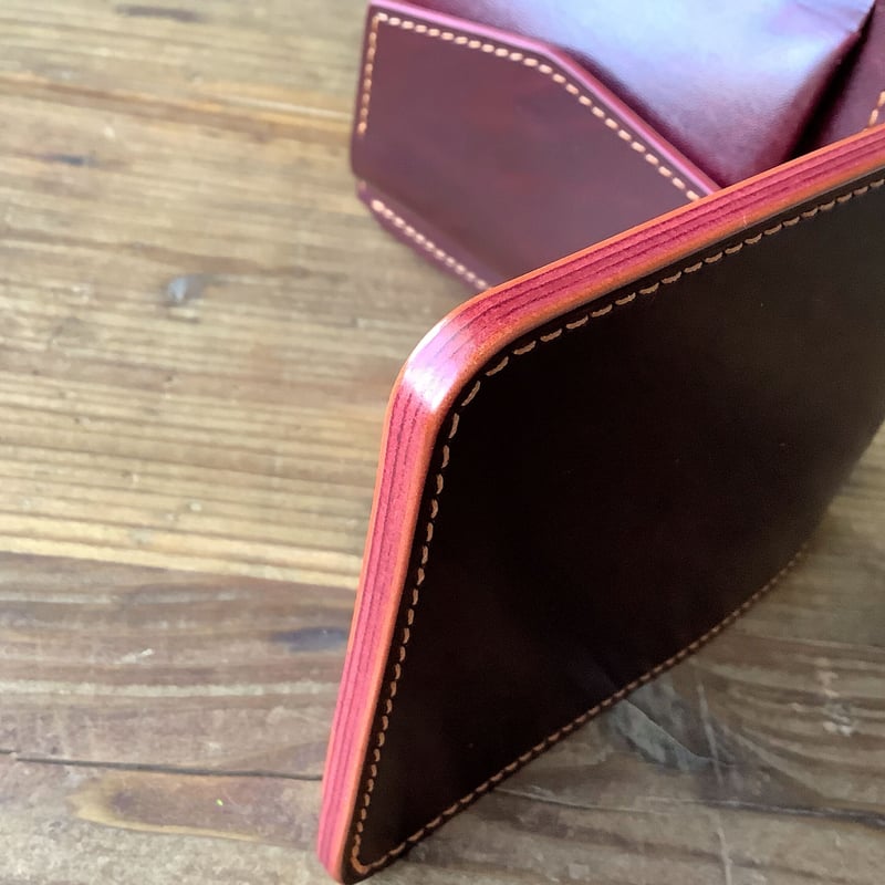 オイルコードバンバーガンディ×ルガトショルダーワイン 二つ折り財布