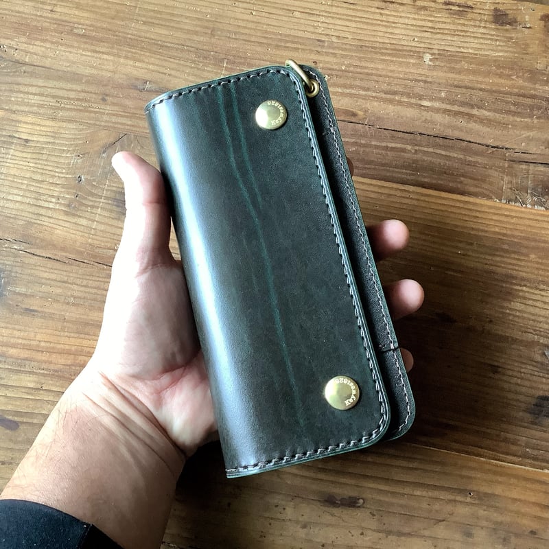 ルガトショルダーグリーン トラッカーウォレット 表革ロングタイプ