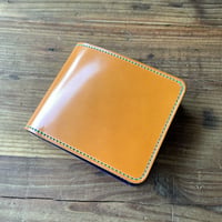 ライトブラウンコードバン×ルガトショルダーネイビー 二つ折り財布 小銭入れあり