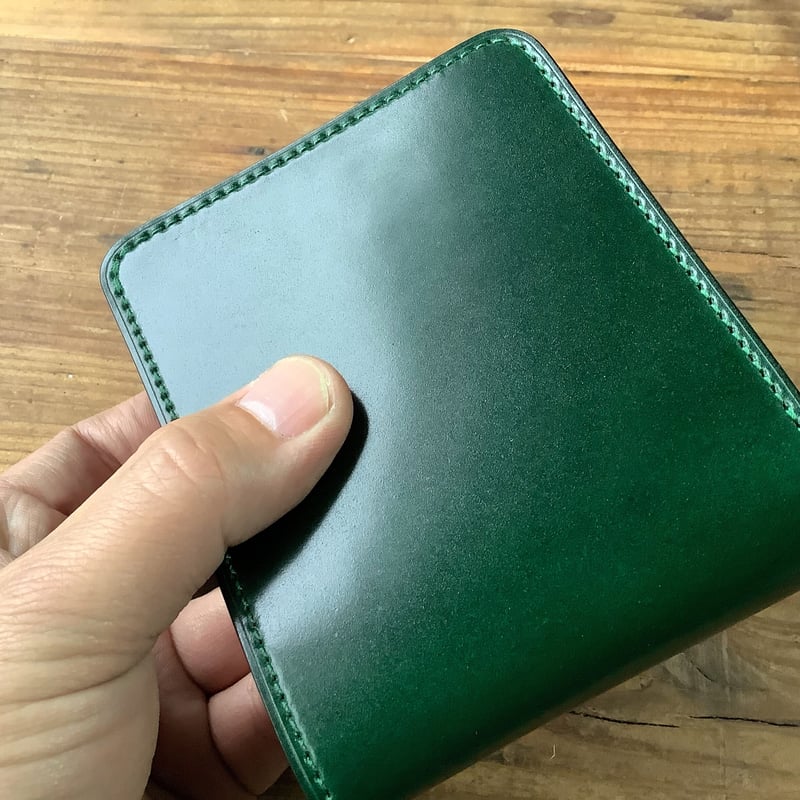 オイルコードバングリーン×ルガトショルダーグリーン 二つ折り財布 