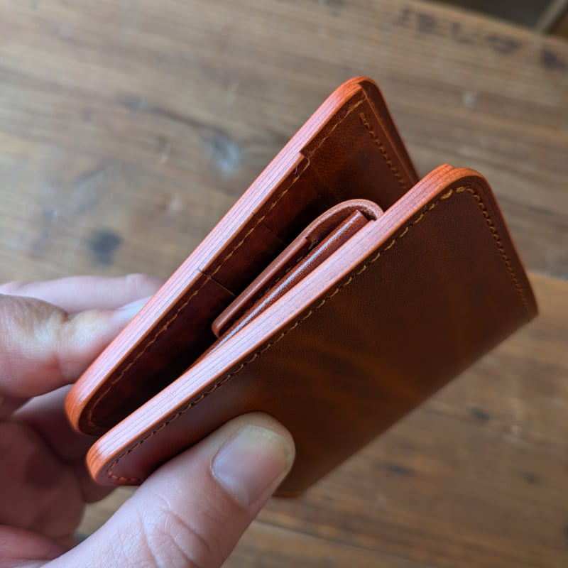 ルガトショルダー橙 オレンジ 二つ折り財布 小銭入れあり | keywest828