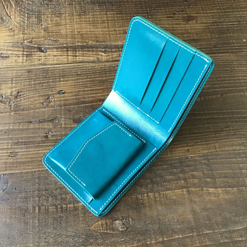 ルガトショルダー琉球ブルー 二つ折り財布 小銭入れあり | keywest828