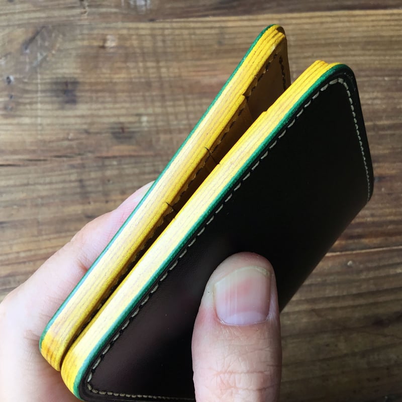 ルガトショルダーグリーン×ルガトショルダーイエロー 二つ折り財布