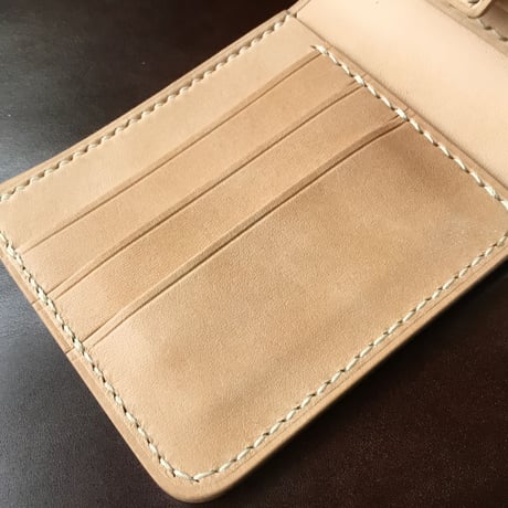 ナチュラルコードバン×栃木レザー 二つ折り財布 小銭入れあり