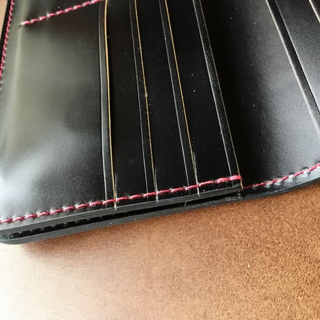 コードバン黒 長財布 小銭入れなし