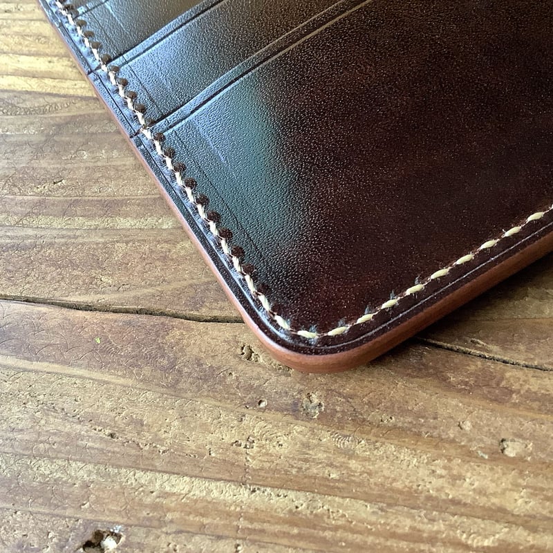ネイビーオイルコードバン×ルガトショルダー ダークブラウン 二つ折り