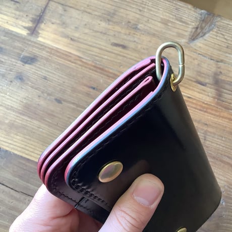 オイルコードバン黒×ルガトショルダーワイン　 トラッカーウォレット