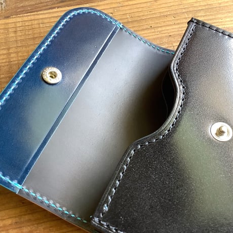 オイルコードバン黒×コードバン黒×オイルコードバンネイビー　名刺入れ