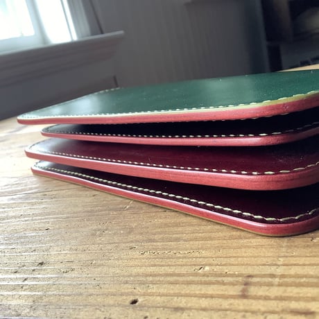 オイルコードバングリーン×ルガトショルダーワイン×オイルコードバンオリーブ 長財布 小銭入れあり