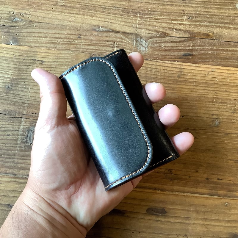 オイルコードバン黒×オイルコードバンバーガンディ 名刺入れ | keywest828