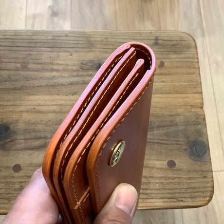 ルガトショルダー橙　オレンジ  トラッカーウォレット  表革ロングバージョン