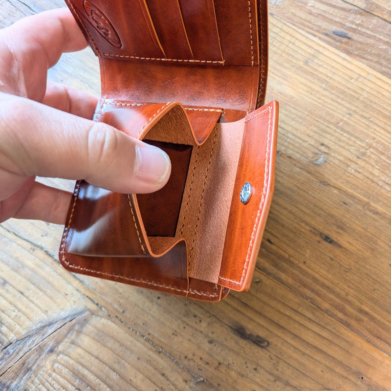 ルガトショルダー橙 オレンジ 二つ折り財布 小銭入れあり | keywest828
