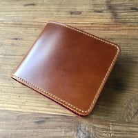オイルコードバンブラウン×ルガトショルダーワイン 二つ折り財布 小銭入れあり