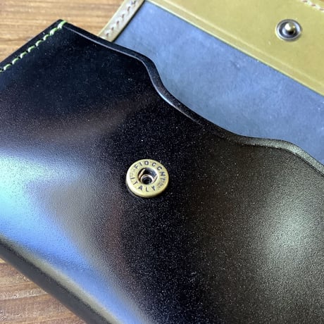 オイルコードバン黒×オリーブコードバン  名刺入れ