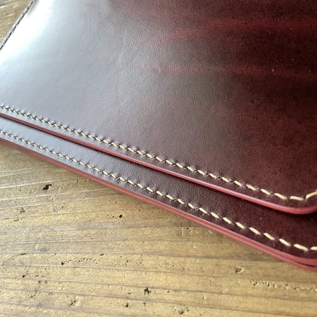 オイルコードバンブラウン×ルガトショルダーワイン 長財布 小銭入れあり