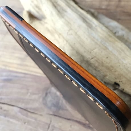 オイルコードバンコニャック&黒 パスケース カード入れ