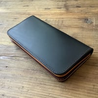 黒革×ルガトショルダーブラウン　長財布　小銭入れ無し