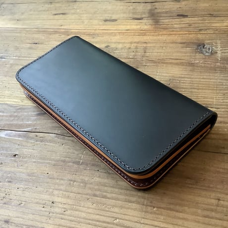 黒革×ルガトショルダーブラウン　長財布　小銭入れ無し