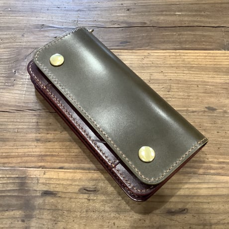 オリーブコードバン×ルガトショルダーワイン トラッカーウォレット