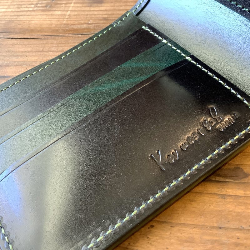 オイルコードバングリーン×ルガトショルダーグリーン 二つ折り財布
