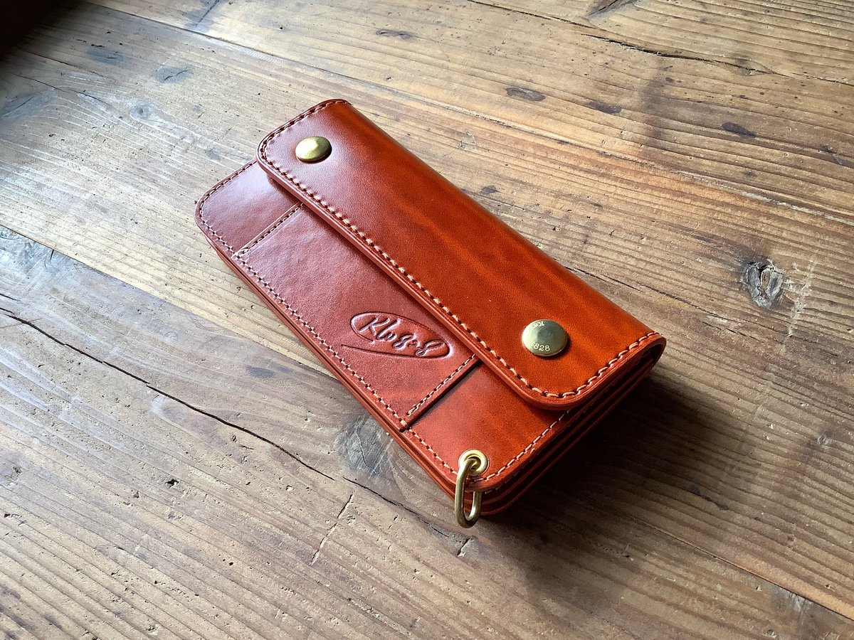 ルガトショルダーオレンジ 橙 トラッカーウォレット | keywest828