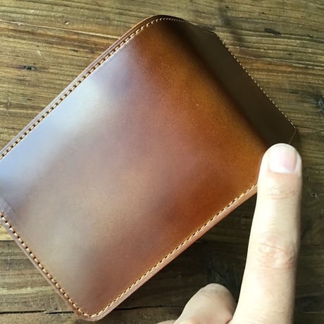 オイルコードバンブラウン×ルガトショルダーワイン 二つ折り財布 小銭入れあり