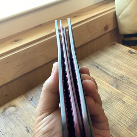 黒革×ルガトショルダー紫　パープル  長財布 小銭入れあり