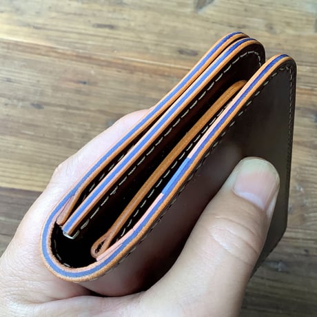 ルガトショルダーブラウン×ネイビー　 長財布 小銭入れあり