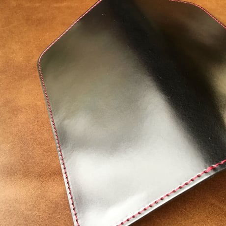 コードバン黒 長財布 小銭入れなし