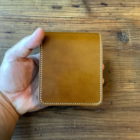 オイルコードバンブラウン×ルガトショルダーブラウン　二つ折り財布 小銭入れなし