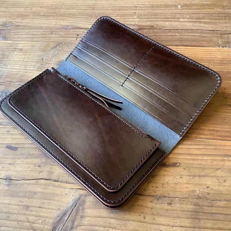 黒革×ルガトショルダー ダークブラウン 長財布 小銭入れあり | keywest828 