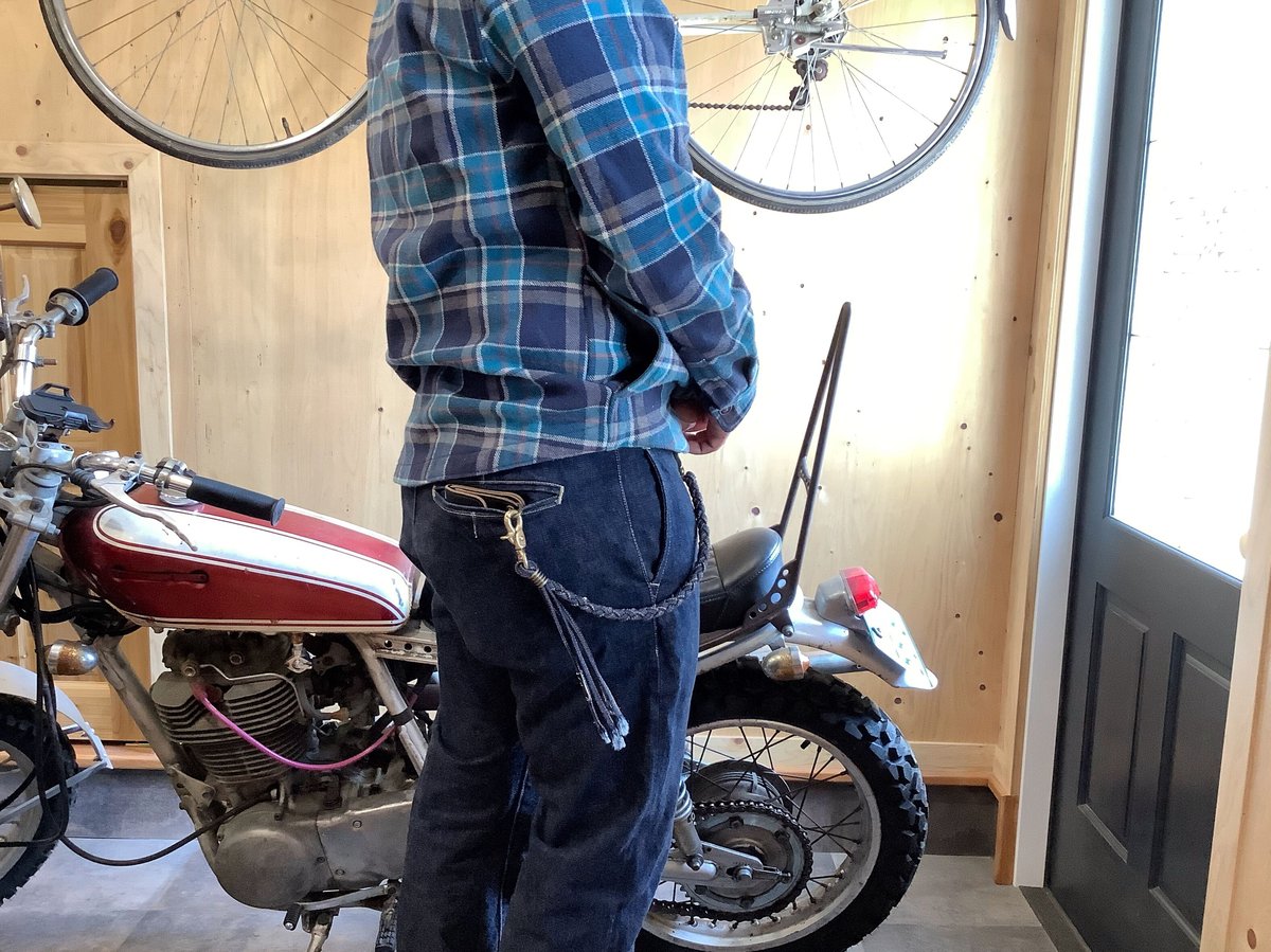 デッドストックデニムのウォレットチェーン 真鍮 | keywest828