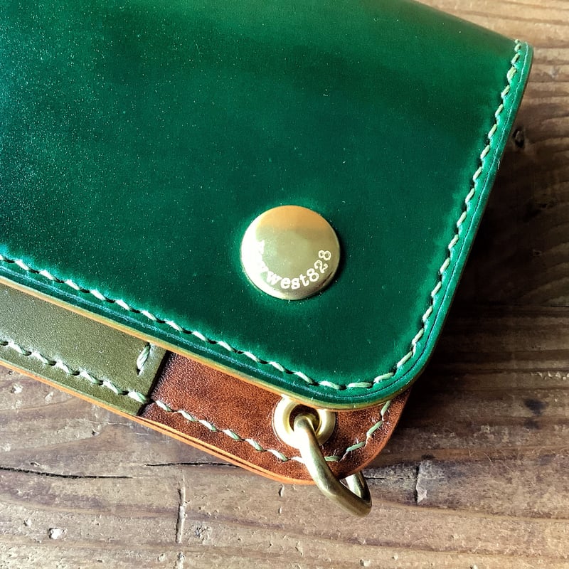 108ミドルトラッカーウォレットイタリアンレザーTEXAS【グリーン】