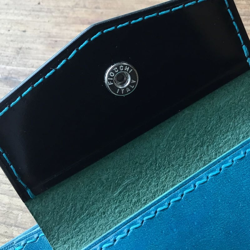 セール【送料無料】ルガトスリムウォレット【琉球ブルー】【cross mesh】 ルガトショルダー琉球ブルー 二つ折り財布 小銭入れあり | keywest828