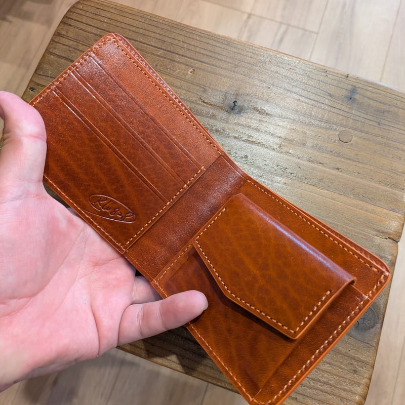 ルガトショルダー橙 オレンジ 二つ折り財布 小銭入れあり | keywest828