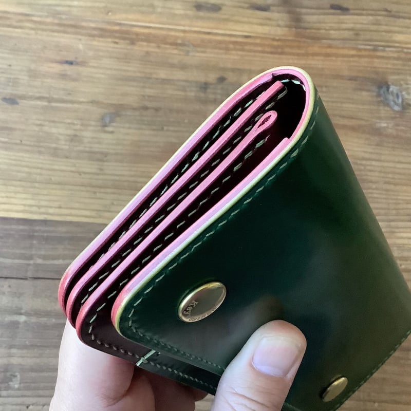 129ミドルトラッカーウォレットイタリアンレザーTEXAS【グリーン】