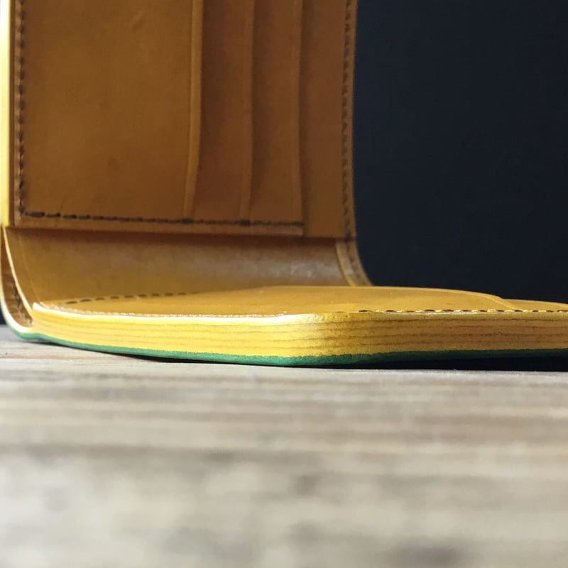 ルガトショルダーグリーン×ルガトショルダーイエロー 二つ折り財布