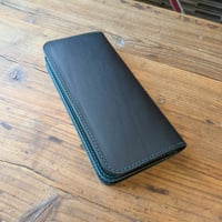 黒革×ルガトショルダーグリーン　深緑　長財布 小銭入れあり