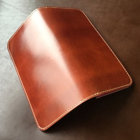 ブラウンコードバン×手染めピンク 長財布 小銭入れあり
