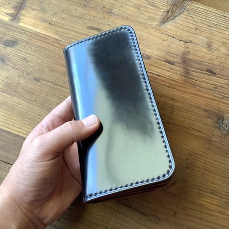 オイルコードバン黒×ルガトショルダーワイン　 トラッカーウォレット