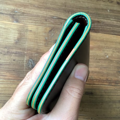 ルガトショルダーグリーン×ブラウン　長財布　小銭入れ無し