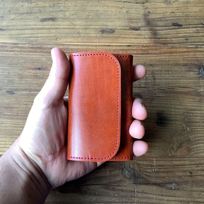 ルガトショルダーオレンジ×ルガトショルダー赤 名刺入れ | keywest828