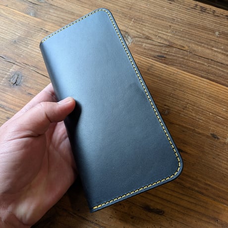 黒革×ルガトショルダーイエロー　黄色  長財布 小銭入れあり