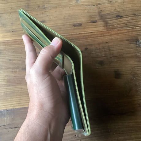 フルコードバン 二つ折り財布 小銭入れあり  グリーン×オリーブ