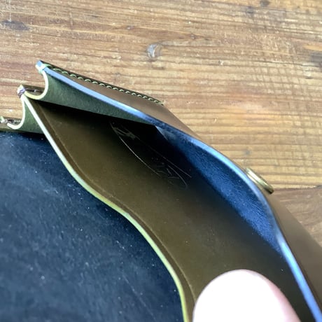オイルコードバン黒×オリーブコードバン  名刺入れ