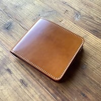 オイルコードバンブラウン×ルガトショルダーワイン 二つ折り財布 小銭入れなし