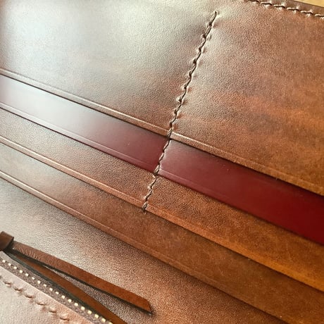 コードバンブラウン×ルガトショルダーブラウン 長財布 小銭入れあり
