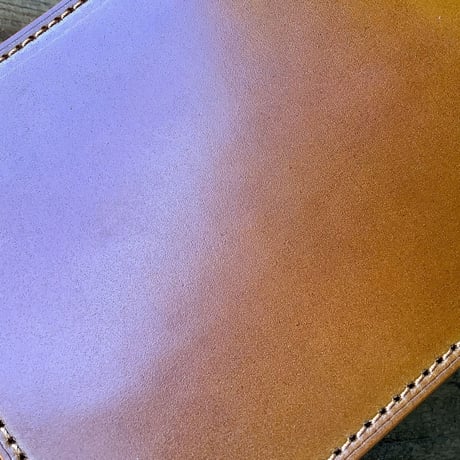 オイルコードバンブラウン×ルガトショルダーワイン 二つ折り財布 小銭入れなし