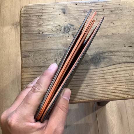 黒革×ルガトショルダーオレンジ　橙　長財布 小銭入れあり