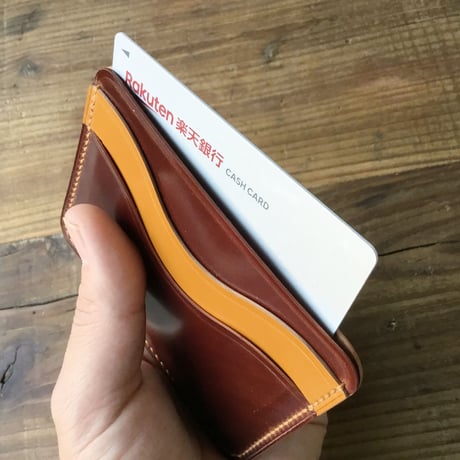 ブラウンオイルコードバン×ライトブラウンオイルコードバン パスケース カード入れ